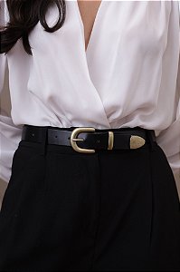 CINTO BIANCA PRETO - COURO LEGÍTIMO - LARGURA DO CINTO 2,5CM