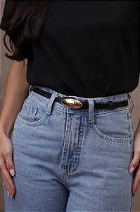 CINTO ISA PRETO - COURO LEGÍTIMO - LARGURA DO CINTO 1,5CM