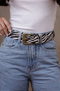 CINTO ISABEL ZEBRA - COURO LEGÍTIMO - LARGURA DO CINTO 4,0CM