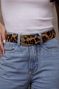 CINTO ISABEL ONÇA - COURO LEGÍTIMO - LARGURA DO CINTO 4,0CM