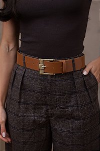 CINTO ISABEL CARAMELO - COURO LEGÍTIMO - LARGURA DO CINTO 4,0CM