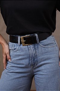 CINTO ISABEL PRETO - COURO LEGÍTIMO - LARGURA DO CINTO 4,0CM