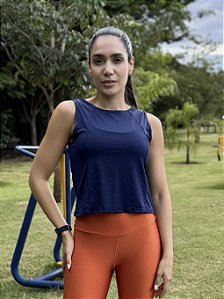 Cropped corte reto azul marinho