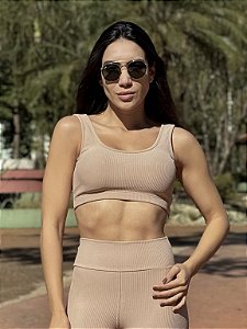 Top Flow com alças bege