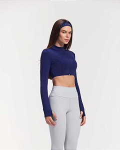 Jaqueta cropped azul marinho