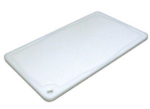 Tabua Corte Polietileno 50x30x1,5Cm Com Canaleta 2 Faces Branco