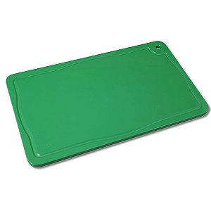 Tabua Corte Polietileno 50x30x1,5Cm Com Canaleta Verde