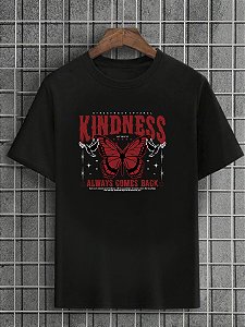 Camiseta Masculina Preta 100% Algodão Butterflies Kindness