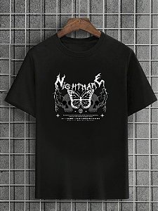 Camiseta Masculina Preta 100% Algodão Butterflies Nightmare