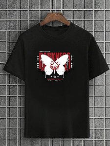 Camiseta Masculina Preta 100% Algodão Butterflies Darkness