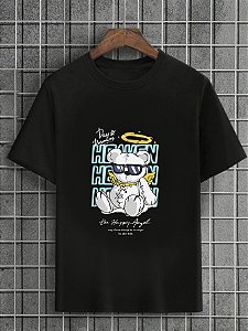 Camiseta Masculina Preta 100% Algodão Urso Heaven
