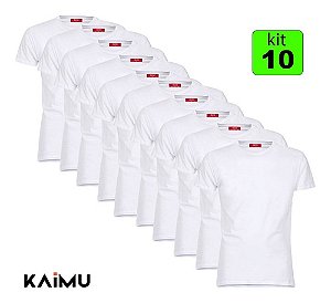 Kit 10 Camiseta Branca Lisa Básica Camisa Malha 100% Algodão