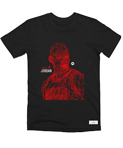 Camiseta Masculina Preta 100% Algodão Michael Jordan Vermelho