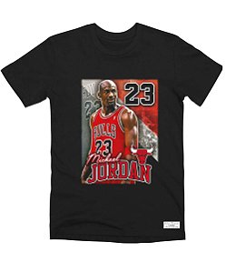 Camiseta Masculina Preta 100% Algodão Michael Jordan Bulls