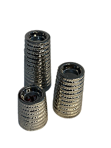 CONJUNTO DE CASTIÇAL REDONDO CROMADO