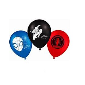 BALAO LÁTEX 9" - FESTA SPIDER MAN ANIMAÇÃO - ESTAMPAS SORTIDAS - CONTÉM 25 UNIDADES - REGINAS FESTAS