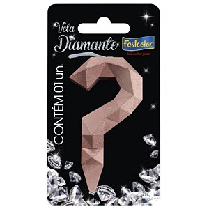 VELA DE ANIVERSÁRIO DIAMANTE ROSE GOLD - INTERROGAÇÃO - 01 UNIDADE - FESTCOLOR