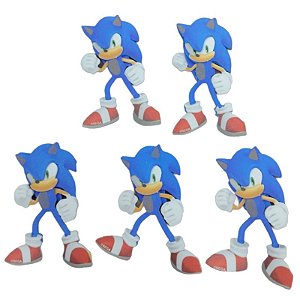 Decoração Mini Personagem Sonic Piffer 9,5x11cm 5und