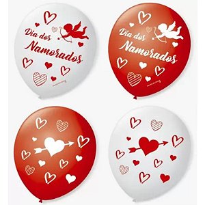 BALÃO DE LATEX - "9 - DIA DOS NAMORADOS - SORTIDO - 25 UNIDADES - BALÔES SÃO ROQUE