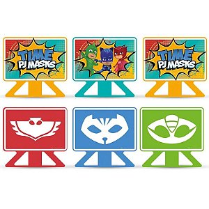 DECORAÇÃO DE MESA  FESTA  PJ MASKS  - COM  6 ITENS - REGINA FESTAS