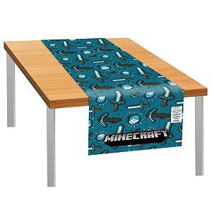 TRILHO DE MESA DE TECIDO - FESTA MINECRAFT GRAFITE - 40X200CM - 01 UNIDADE - REGINA FESTAS