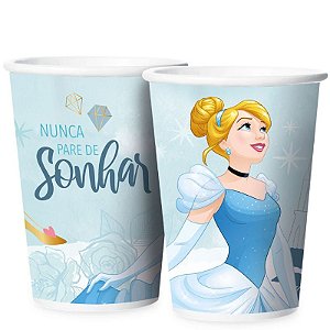 COPO PAPEL DE PAPEL  FESTA CINDERELA - 180ML - 12 UNIDADES - REGINA FESTAS