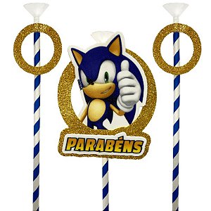 TOPO DE BOLO FESTA  SONIC - REF 357030 - COM 01 UNIDADE - PIFFER