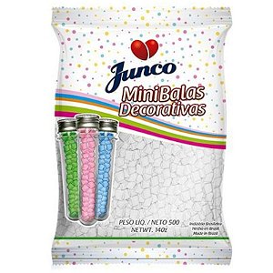 MINI BALAS DECORATIVAS JUNCO BRANCO SABOR COCO 500G - JUNCO