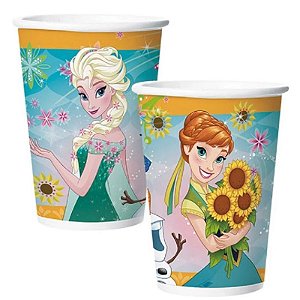 COPO DE PAPEL DESCARTÁVEL FESTA FROZEN FEBRE CONGELANTE - 180ML 08 UNIDADES - REGINA FESTAS