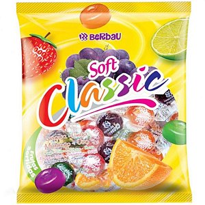 BALA SOFT CLASSIC SABORES LARANJA LIMÃO MORANGO UVA  - 600G  - BERBAU