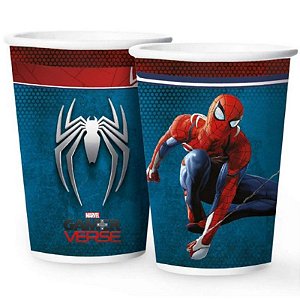 COPO DE PAPEL FESTA HOMEM ARANHA SPIDER MAN GAMER VERSE - COM  12 UNIDADES - REGINA FESTAS