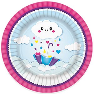 PRATO DE PAPEL  FESTA  CHUVA DE AMOR - COM 10 UNIDADES - KID ART