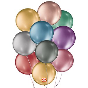 BALÃO DE FESTA METÁLICO 5'' 12CM - METALLIC BALLOONS - SORTIDO - COM  25 UNIDADES - SÃO ROQUE