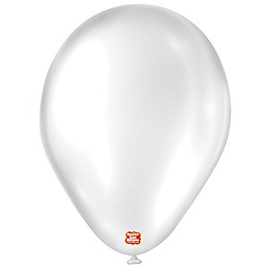 BALÃO DE FESTA LATEX 7'' 18CM - CINTILANTE BRANCO - COM 50 UNIDADES - SÃO ROQUE