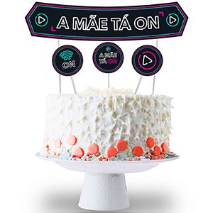 Topo de Bolo Meme palito Decoração Dia das Mães festa aniversario  confeitaria