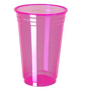 COPO BIO ROSA NEON 300ML - CONTÉM 25 UNIDADES - TRIKTRIK