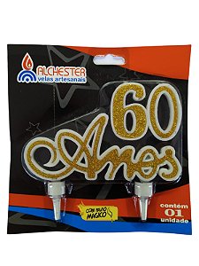 VELA DE ANIVERSARIO 60 ANOS DOURADO - CONTÉM 1 UNIDADE - ALCHESTER