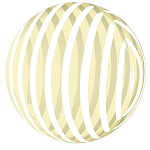 BALÃO BUBBLE 18"  TRANSPARENTE AMARELO LISTRAS BRANCAS - CONTÉM 1 UNIDADE - MUNDO BIZARRO