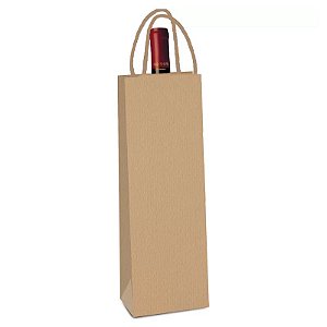 SACOLA PAPEL KRAFT PARA GARRAFA DE VINHO 35X13X8CM - CONTÉM 1 UNIDADE - CROMUS