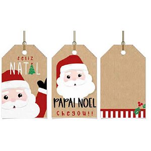 TAG DECORATIVA COM FURO - NOELITO - 5X8CM - 12 UNIDADES - CROMUS