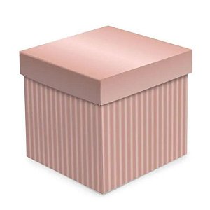 CAIXA CUBO COM RELEVO ROSÊ GOLD - TAM P 13X13X13CM - 01 UNIDADE - CROMUS