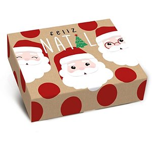 CAIXA PARA PRESENTE DE NATAL COM TAMPA/FUNDO NEW NOELITO TAM M 25X20X5CM - CROMUS