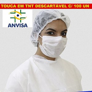 TOUCA DESCARTÁVEL TNT BRANCA ESTETICA ODONTO COZINHA 100 UNIDADES COM ANVISA