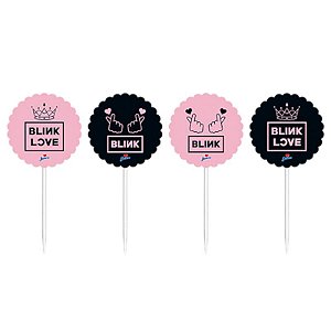 TOPPERS DECORATIVOS PARA DOCES E SALGADOS - FESTA BLACKPINK BLINK LOVE - 08 UNIDADES - JUNCO