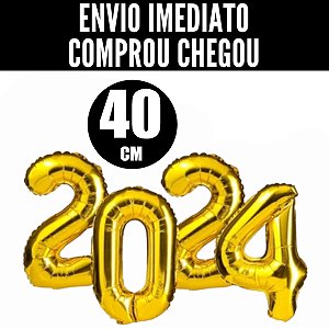 BALÃO BEXIGA METALIZADO ANO NOVO 2024 DOURADO NATAL OFERTA