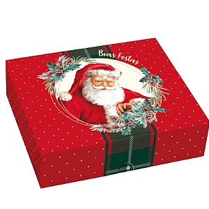 CAIXA RETANGULAR PARA PRESENTE DE NATAL COM TAMPA TAM P 17X14X5 CM  - 01 UNIDADE - CROMUS