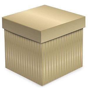 CAIXA PARA PRESENTE CUBO COM RELEVO OURO M - 15X15X15 CM - 1 UNIDADE - CROMUS