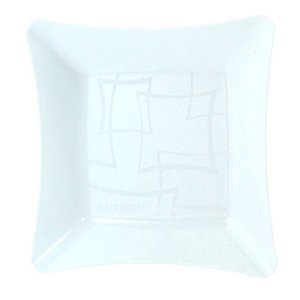 PRATO QUADRADO 20 CM DE SOBREMESA ACRÍLICO BRANCO - 10 UNIDADES - DESCARFEST