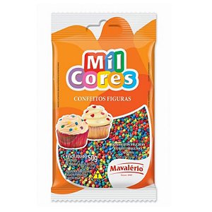 MINI GRANULADO PARA BRIGADEIRO COLORIDAS MIL CORES - CONTÉM  50G - MAVALÉRIO