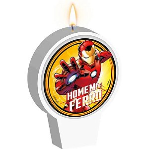 VELA PLANA ADESIVADA HOMEM DE FERRO - CONTÉM 01 UNIDADE - REGINA FESTAS